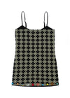 YANYAN KNITS 25 Spring/Summer ARGYLE Suspender Mini Dress YYK-YYW25-0301-HB Black and White